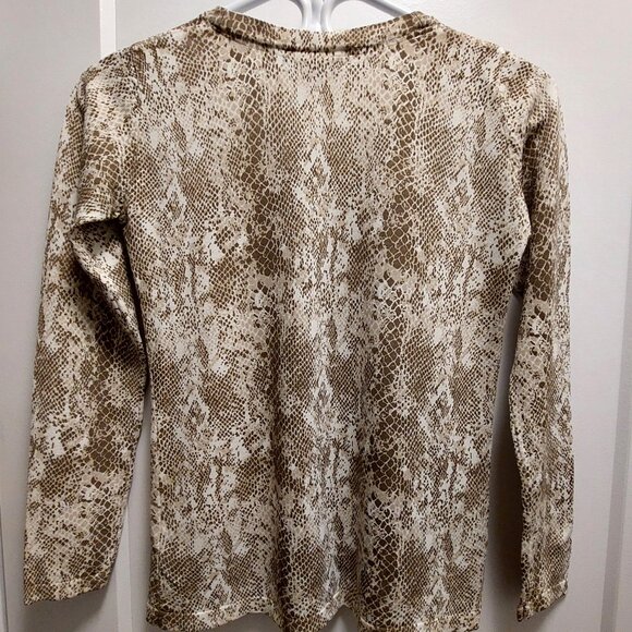 JESSICA Petite Women's Cream/Taupe Snakeskin Print Button Down L/S Cardigan XS - Picture 12 of 13
